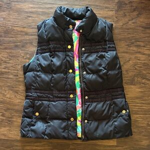 Lilly Pulitzer Black Vest with Vibrant Floral Lining